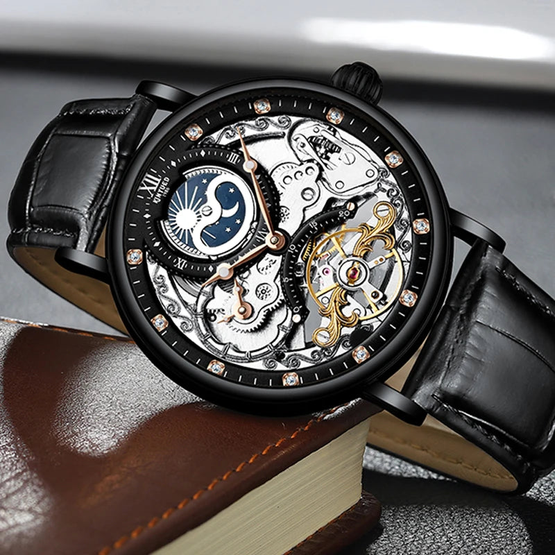 Reloj para hombre KINYUED, marca de lujo, oro rosa