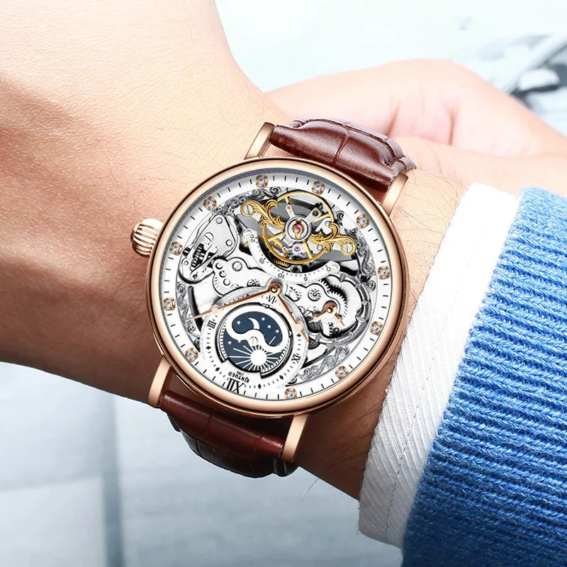 Reloj para hombre KINYUED, marca de lujo, oro rosa