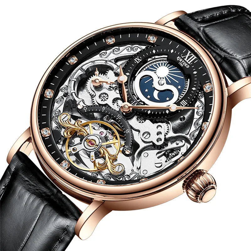 Reloj para hombre KINYUED, marca de lujo, oro rosa