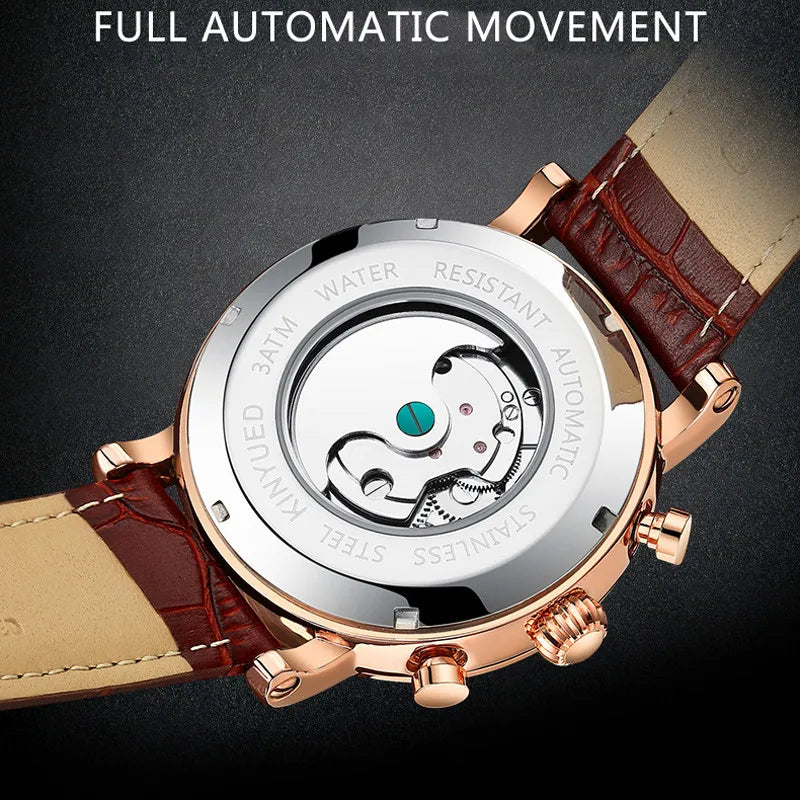 Reloj para hombre KINYUED, marca de lujo, oro rosa