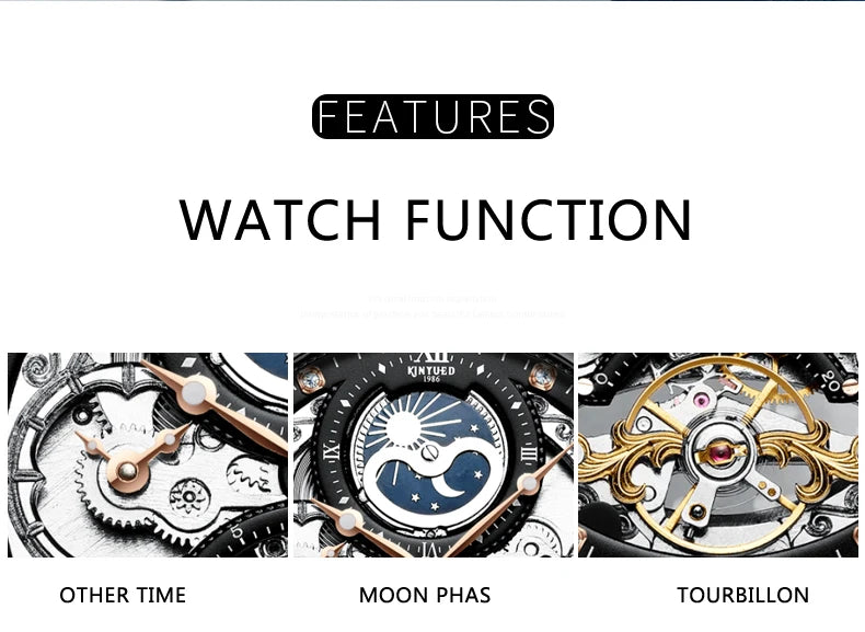 Reloj para hombre KINYUED, marca de lujo, oro rosa