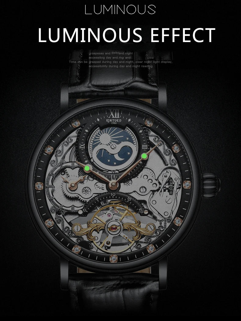 Reloj para hombre KINYUED, marca de lujo, oro rosa