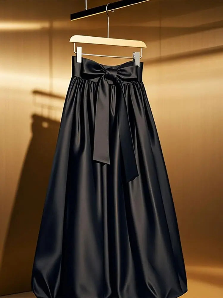 Falda francesa con lazo y cintura alta