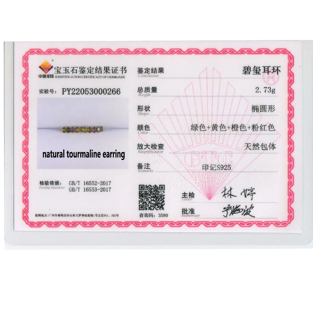 Pendientes con Turmalina Natural