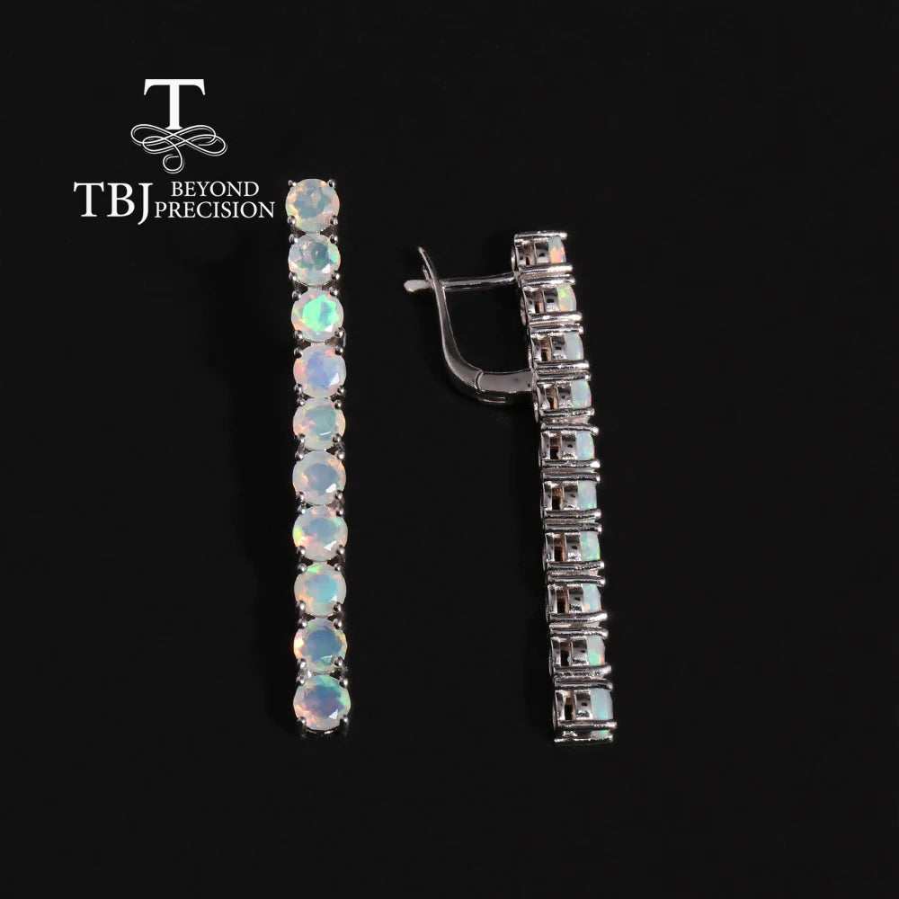 Pendientes largos con ópalo natural