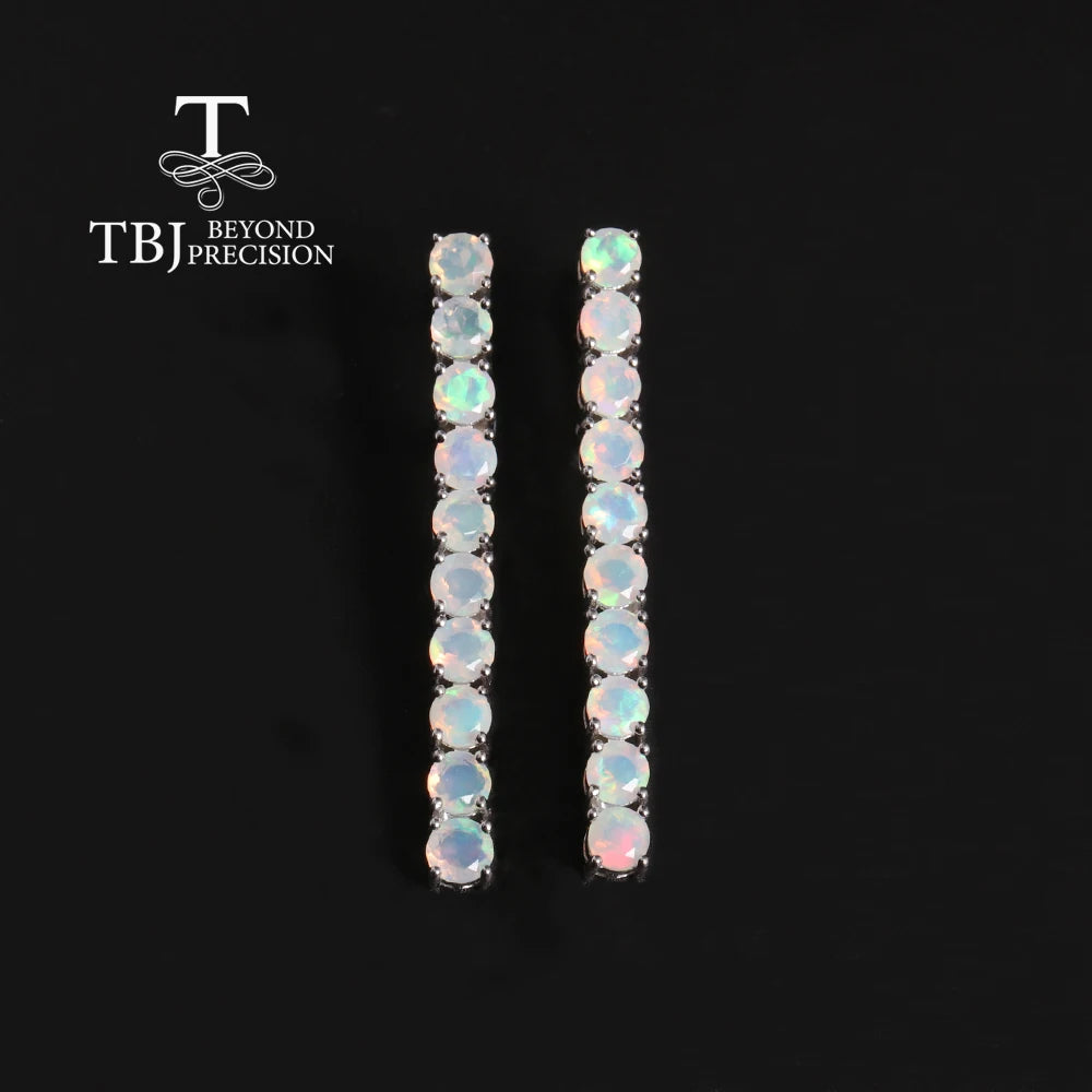 Pendientes largos con ópalo natural