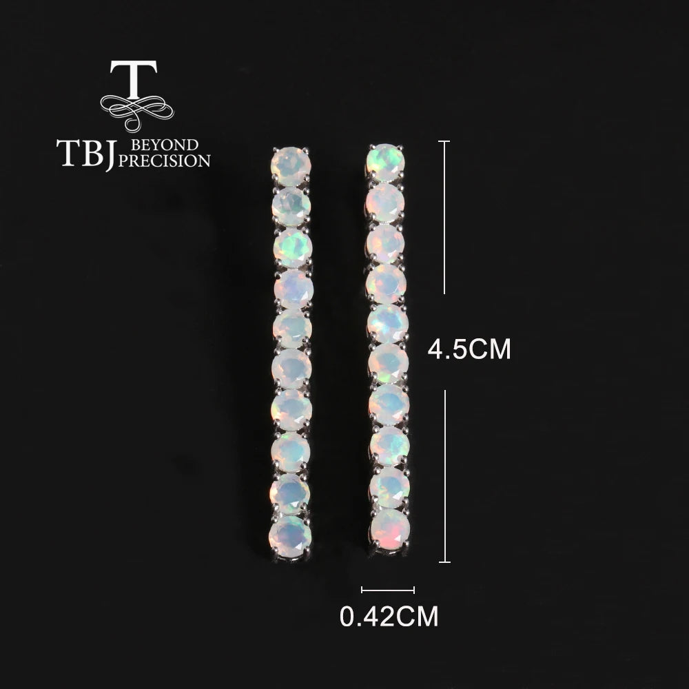 Pendientes largos con ópalo natural