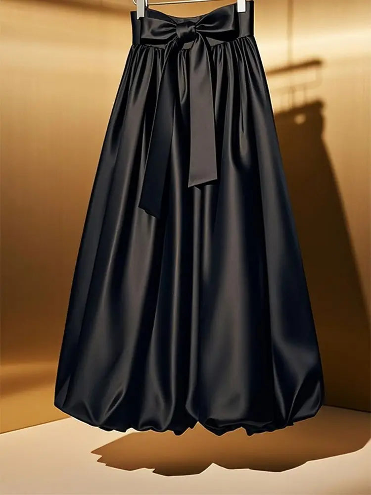 Falda francesa con lazo y cintura alta